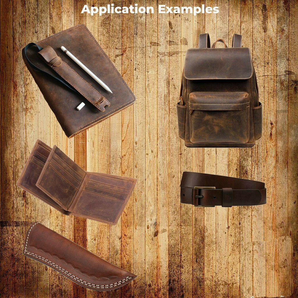 9-10 oz Bourbon Brown Leather  grass-fed cattle SUN DRIED Engraving, Stamping,