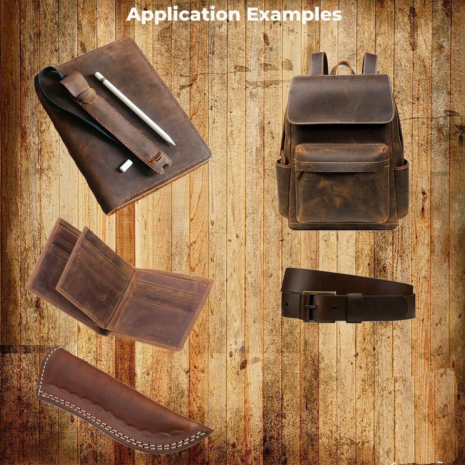 9-10 oz Bourbon Brown Leather  grass-fed cattle SUN DRIED Engraving, Stamping,