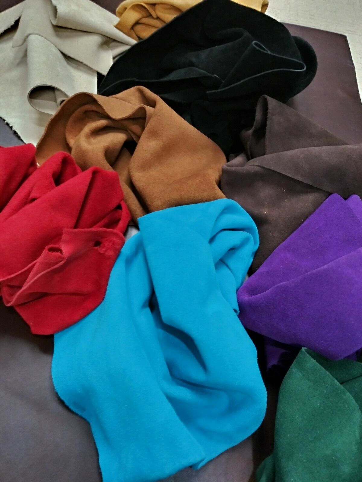 SUED SCRAP 3/4 OZ Leather COW for Crafts/Tooling/Workshop, assorted COLOR