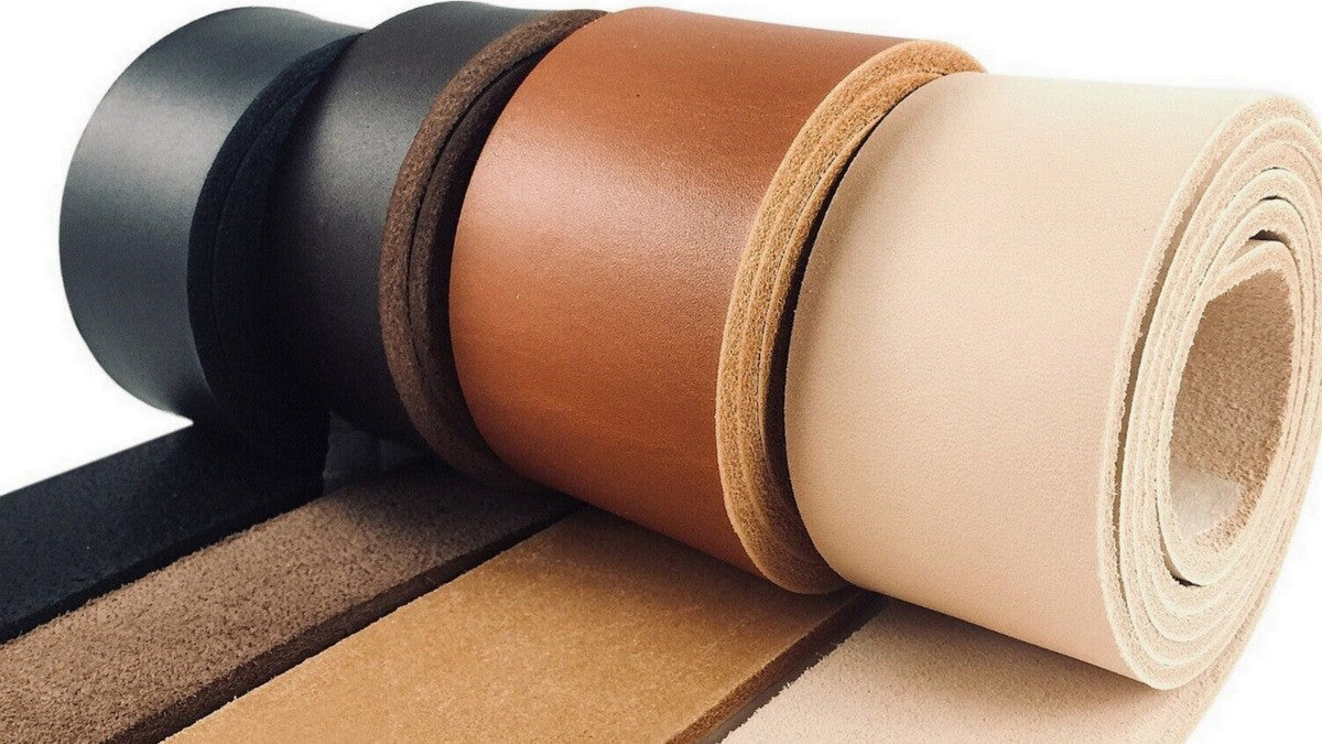 9/10 OZ LEATHER STRAP  STRIP CRAZY HORSE COLOR  NATURAL-TOBACCO-DARK BROWN-BLACK